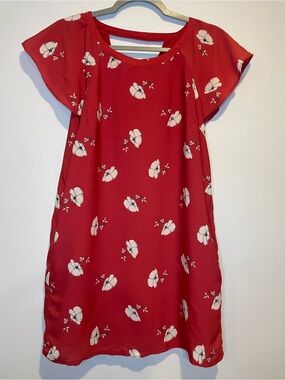 Abercrombie & Fitch Red Floral Short Sleeve Dress
